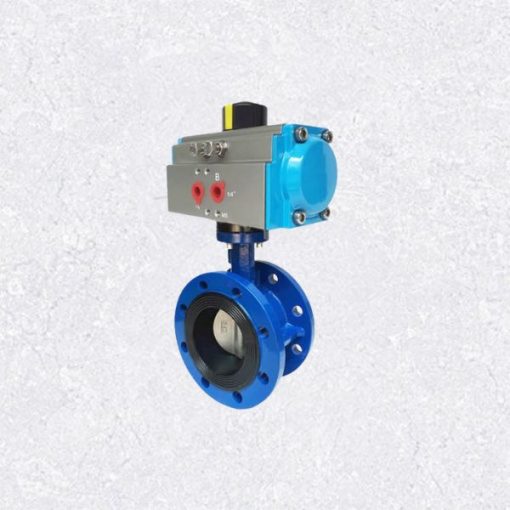 Van bướm điều khiển khí nén hai mặt bích