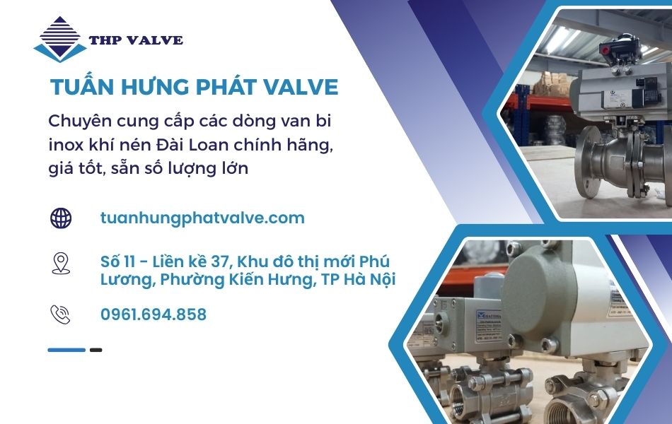 địa chỉ cung cấp van bi inox điều khiển khí nén đài loan