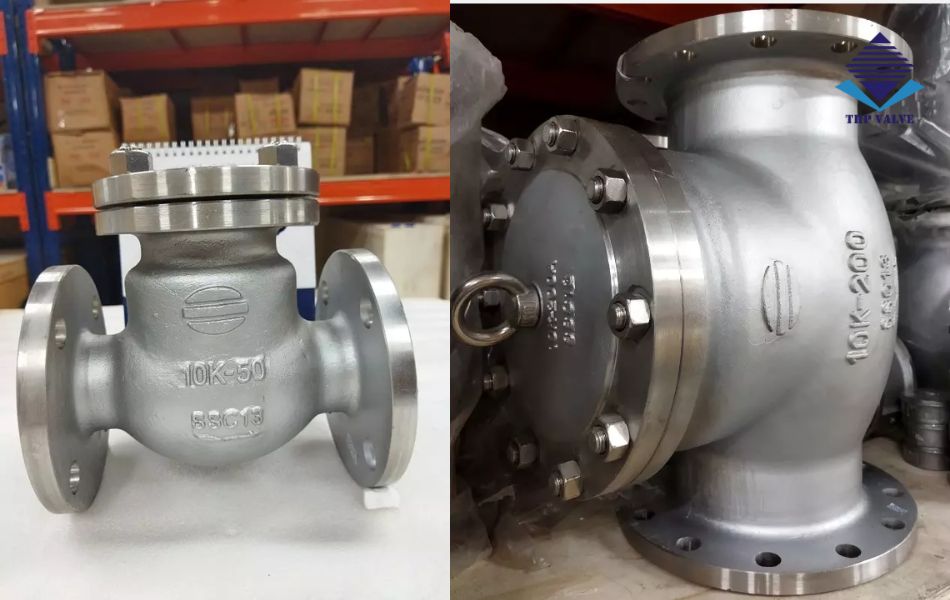 Van 1 chiều lá lật inox lắp bích Hàn Quốc