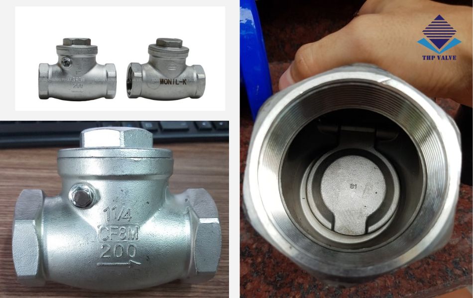 Van 1 chiều lá lật inox lắp ren Hàn Quốc