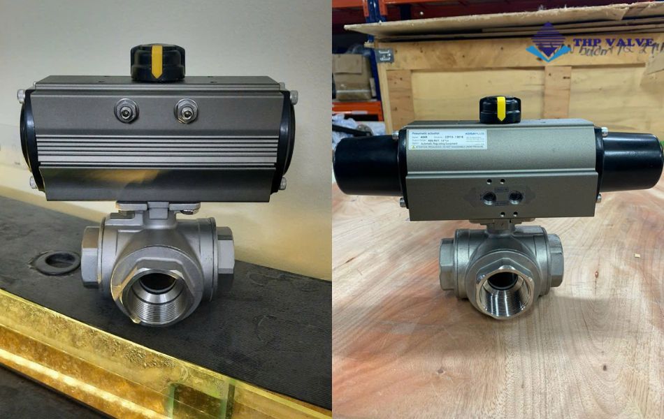 Van bi 3 ngã nối ren điều khiển khí nén