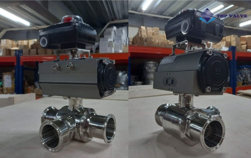 Van bi 3 ngã vi sinh điều khiển khí nén