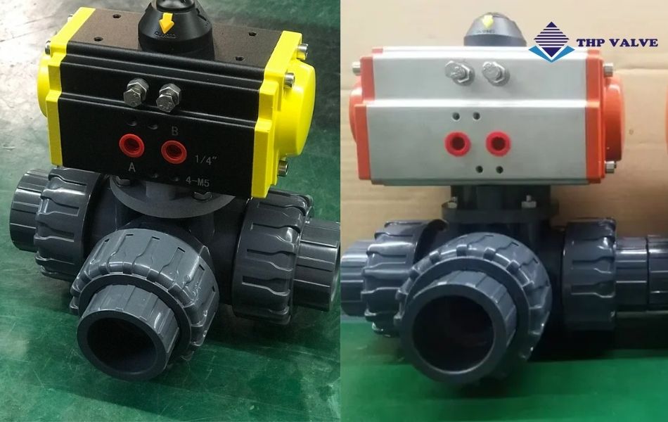 Van bi nhựa 3 ngã điều khiển khí nén