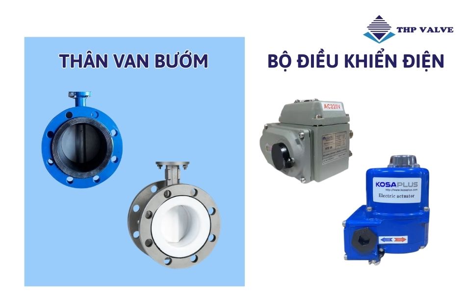 cấu tạo van bướm điều khiển điện hai mặt bích