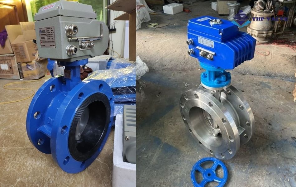 van bướm điều khiển điện hai mặt bích