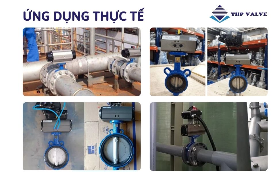 ứng dụng thực tế van bướm gang điều khiển khí nén hàn quốc