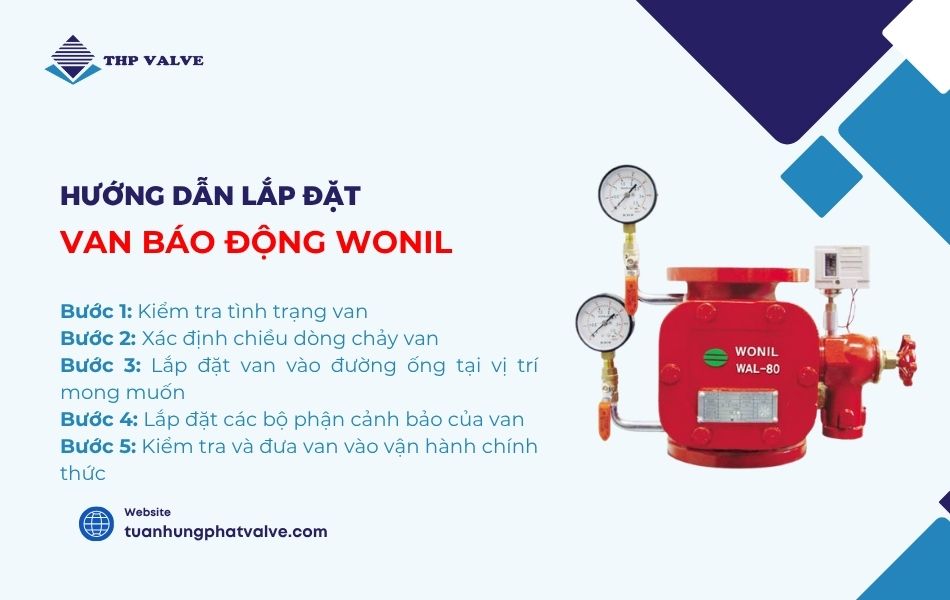 các bước lắp đặt van báo động Wonil