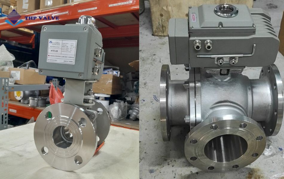 van bi inox lắp bích điều khiển điện haitima