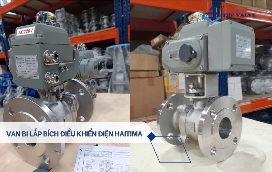 van bi lắp bích điều khiển điện haitima đài loan