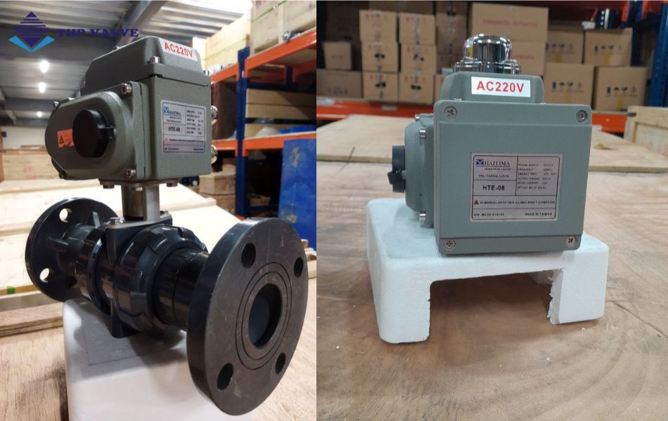 van bi nhựa lắp bích điều khiển điện haitima