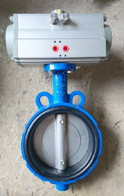 Van bướm điều khiển khí nén thân gang cánh inox gioăng EPDM