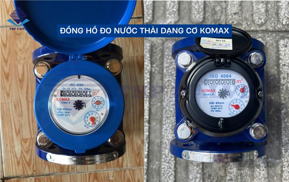 Đồng hồ đo nước thải dạng cơ Komax