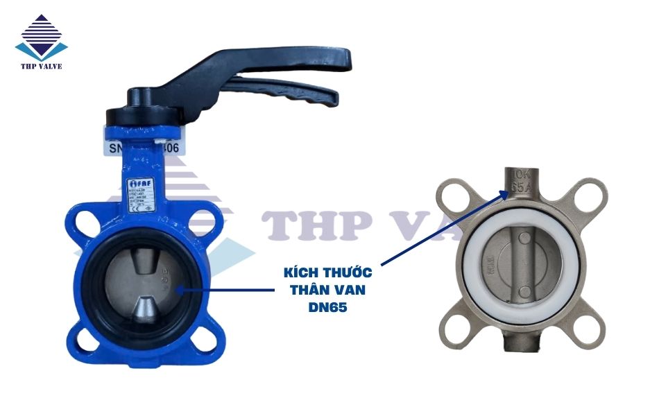 van bướm kích thước dn65