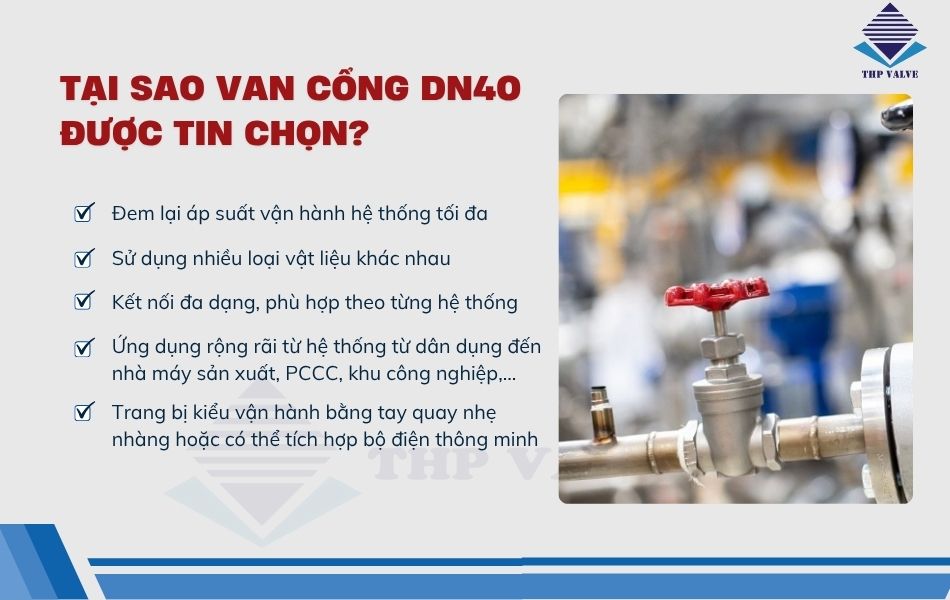 lợi ích khi sử dụng van cổng dn40