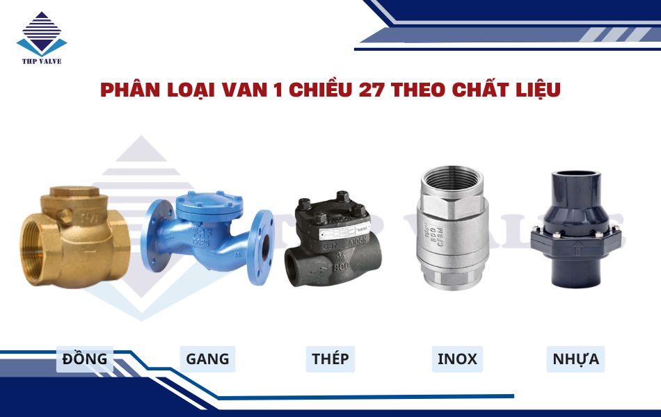 phân loại van 1 chiều 27 theo chất liệu