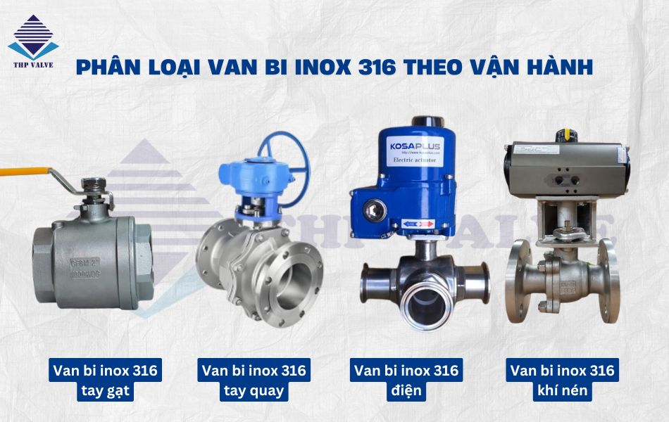 Các loại van bi chất liệu inox dựa vào kiểu vận hành van