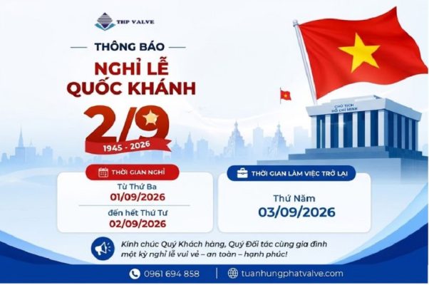 Tuấn Hưng Phát Valve thông báo lịch nghỉ lễ Quốc khánh 2/9 năm 2026