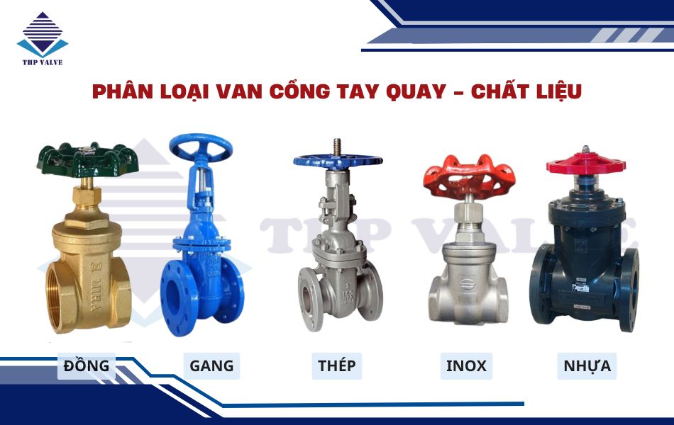 phân loại van cổng tay quay theo chất liệu